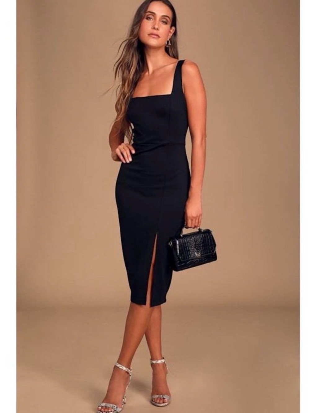 Lulus Black Sleeveless Bodycon Midi Dress